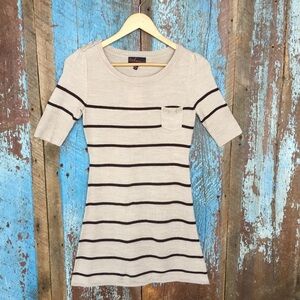 Takeout Tan Striped Sweater Dress Size S